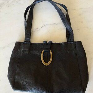 Maxx New York Black Leather Briefcase/Tablet Shoulder Bag